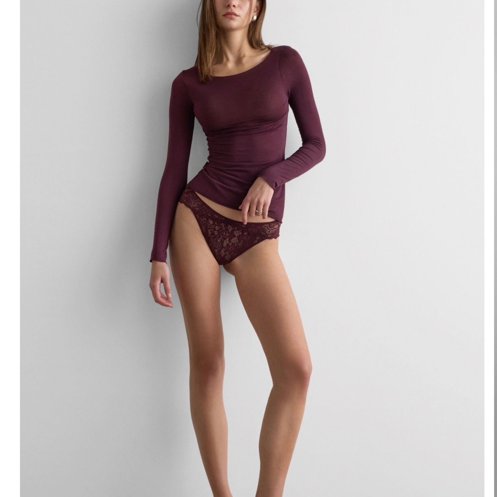 Boat Neck Modal Cashmere Ultralight long sleeve - dark burgundy